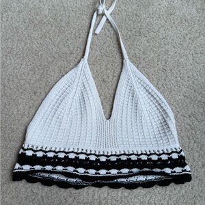 Sincerely Jules Cream and Black Knit Halter Top